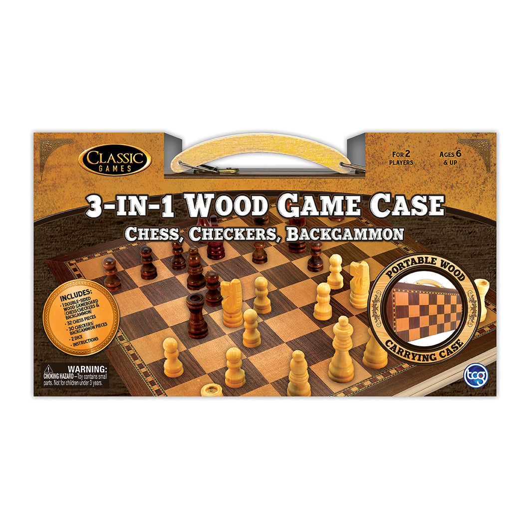 Classic Games | 3-In-1 Deluxe Wood Game Centre