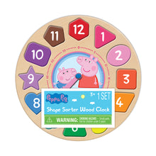 Load image into Gallery viewer, Wood Activities | Peppa Pig Shape Sorter Wood Clock