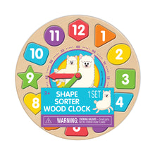 Load image into Gallery viewer, Wood Activities | Llama Time Shape Sorter Wood Clock
