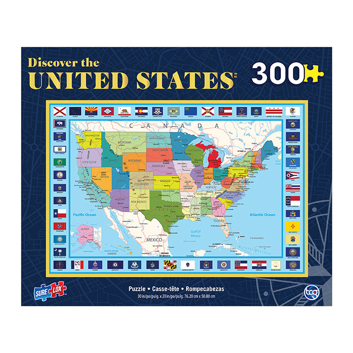 Sure Lox | 300 Piece Map of USA Discover Puzzle Collection